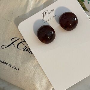 NIB J. Crew Rounded Off Acetate Huggie Earring in Burnished Pecan